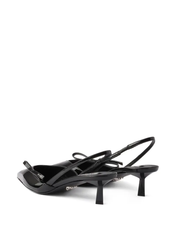 Prada Bow Slingback Leather Pumps | Black | FARFETCH