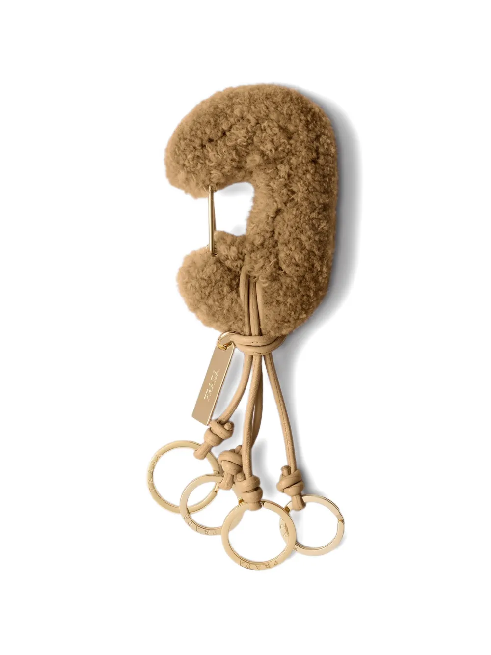 Prada engraved logo rings keychain charm - Marrone