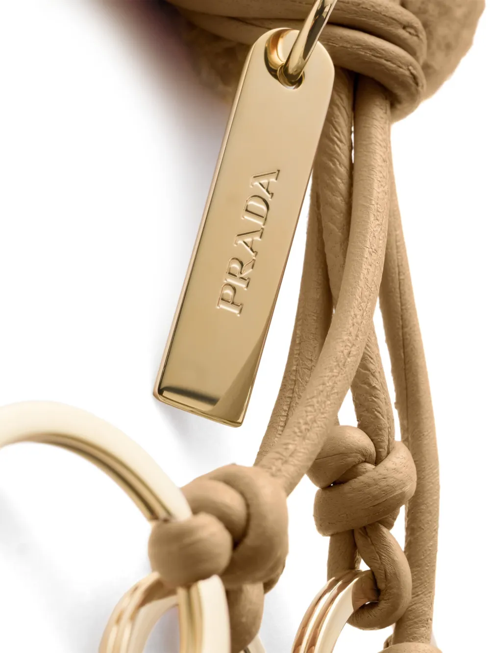  Prada Engraved-logo Keychain Charm - Brown 
