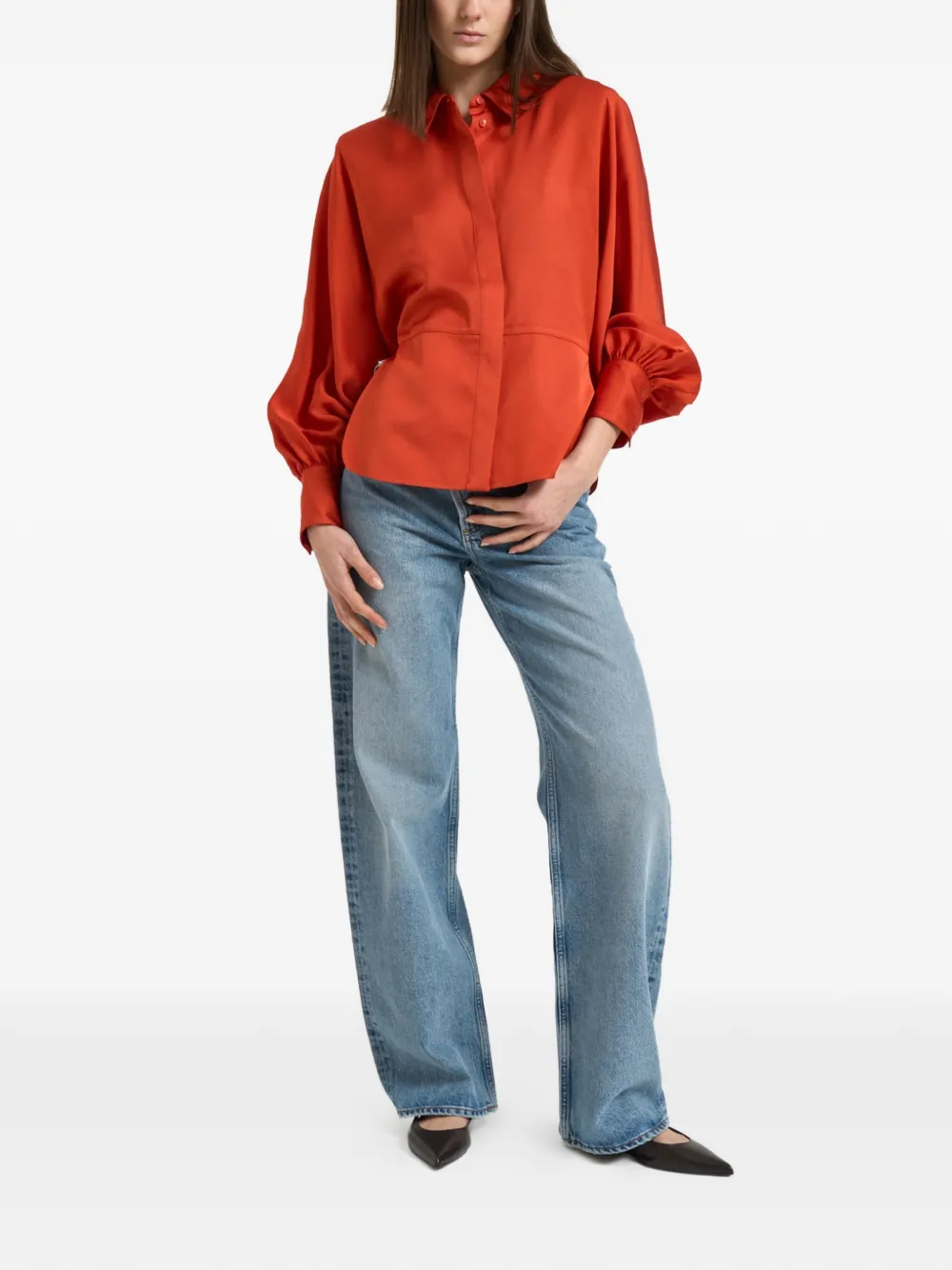  Iro Balloon-sleeve Shirt - Orange 