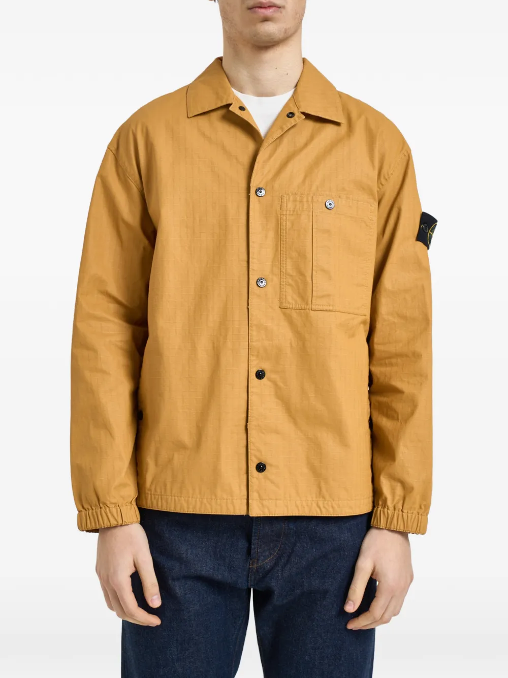 Stone Island logo-patch overshirt - Gelb