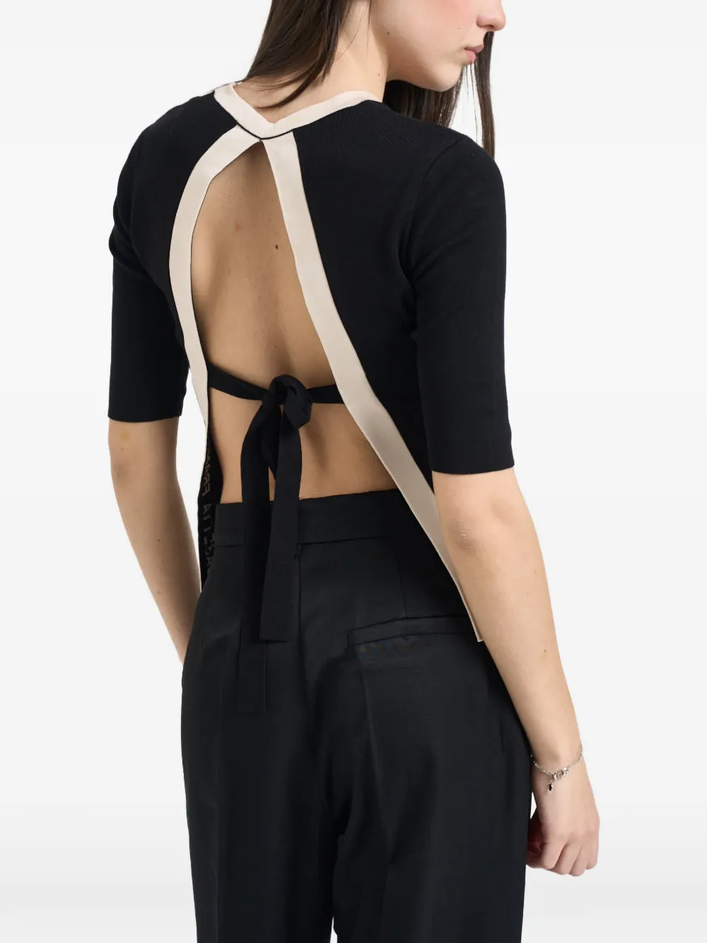 Elisabetta Franchi Trui met open rug Zwart
