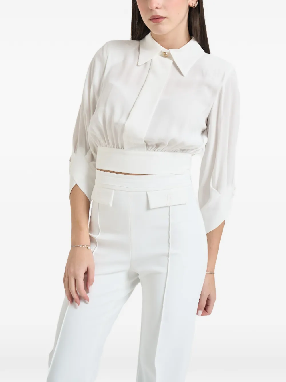 Elisabetta Franchi open-back button shirt - Toni neutri