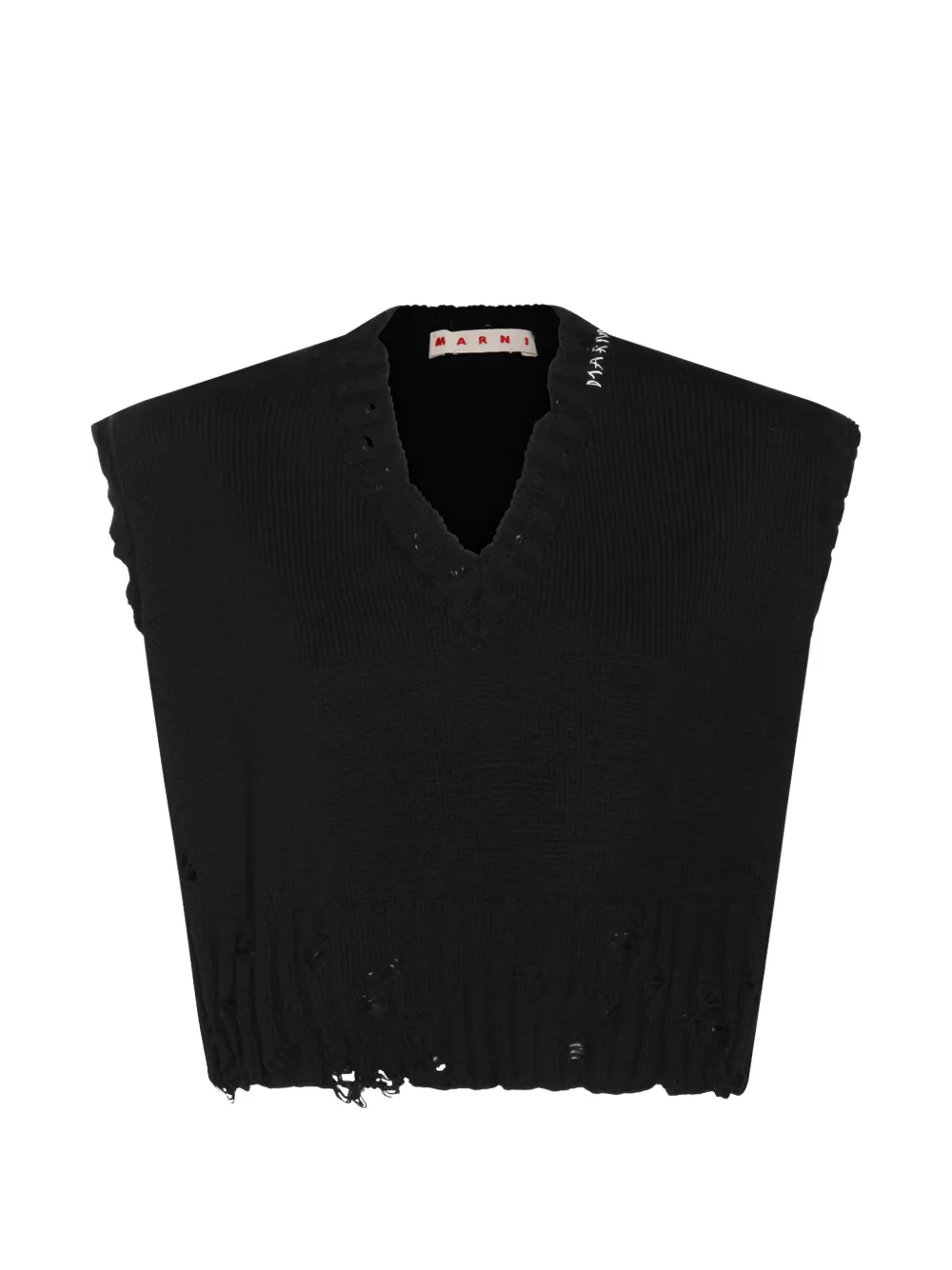 Marni distressed-effect V-neck vest - Nero