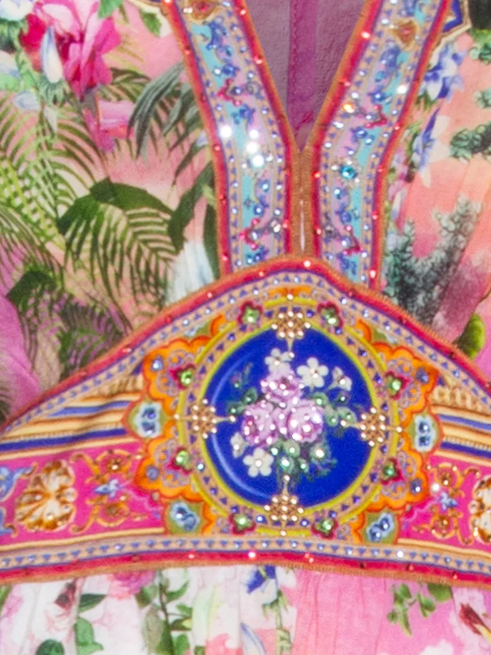 Camilla Jurk met V-hals en bloemenprint Roze