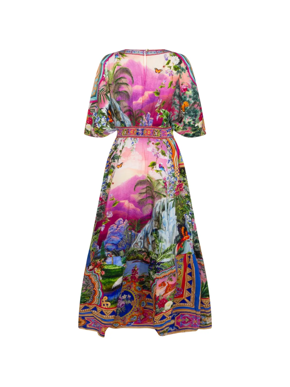Camilla Jurk met V-hals en bloemenprint Roze