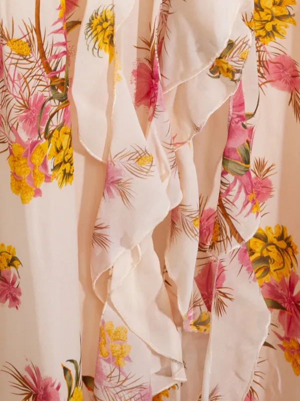 Blumarine Ruffled floral-print Dress | Neutrals | FARFETCH