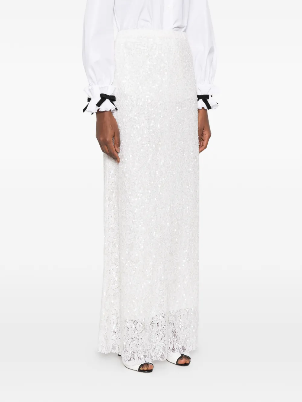  P.a.r.o.s.h. Sequined Maxi Skirt - White 