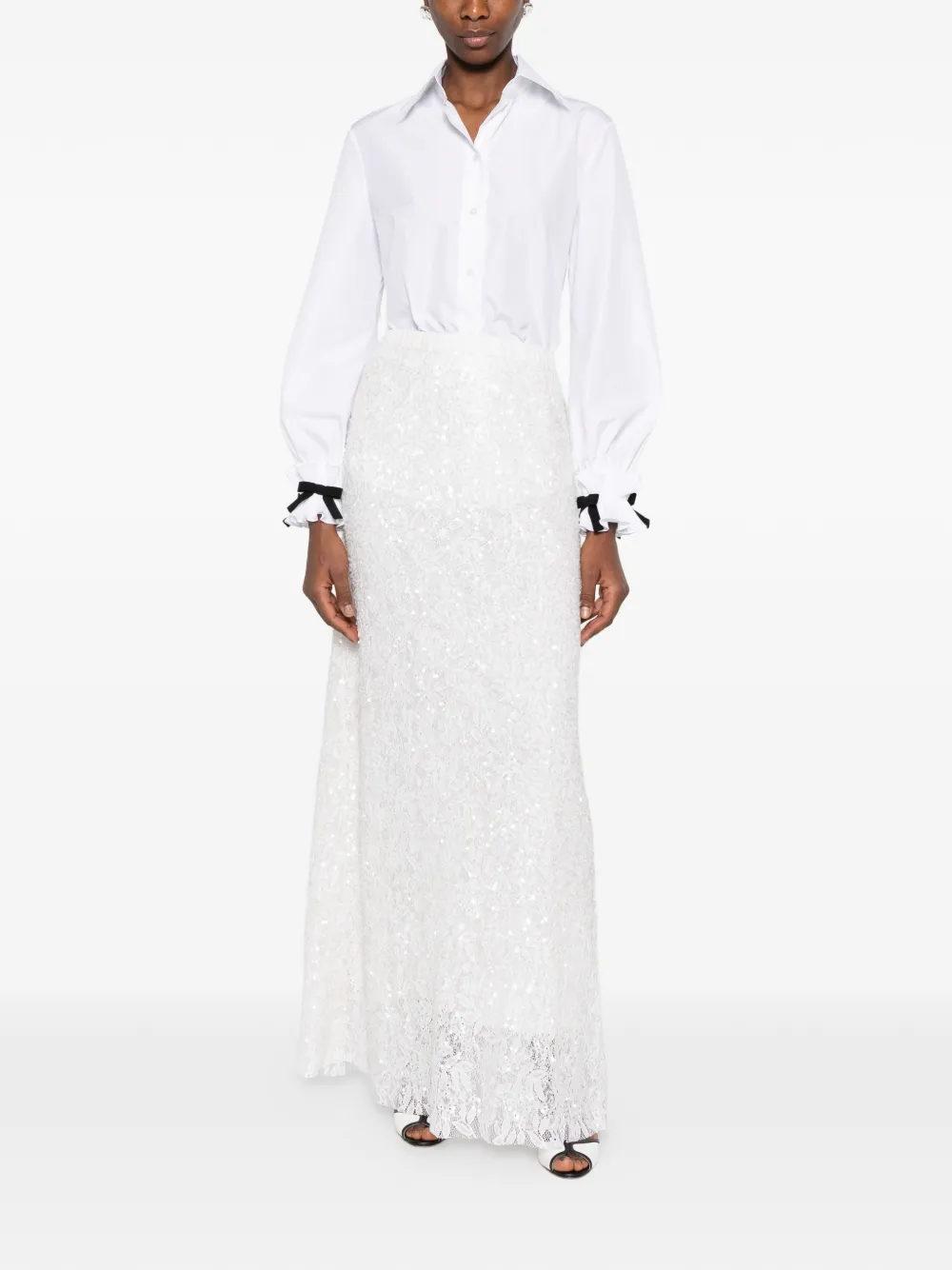  P.a.r.o.s.h. Sequined Maxi Skirt - White 