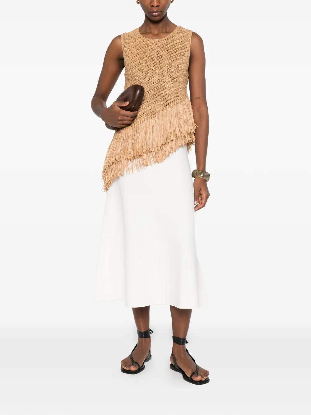  P.a.r.o.s.h. Elasticated-waistband Midi Skirt - White 