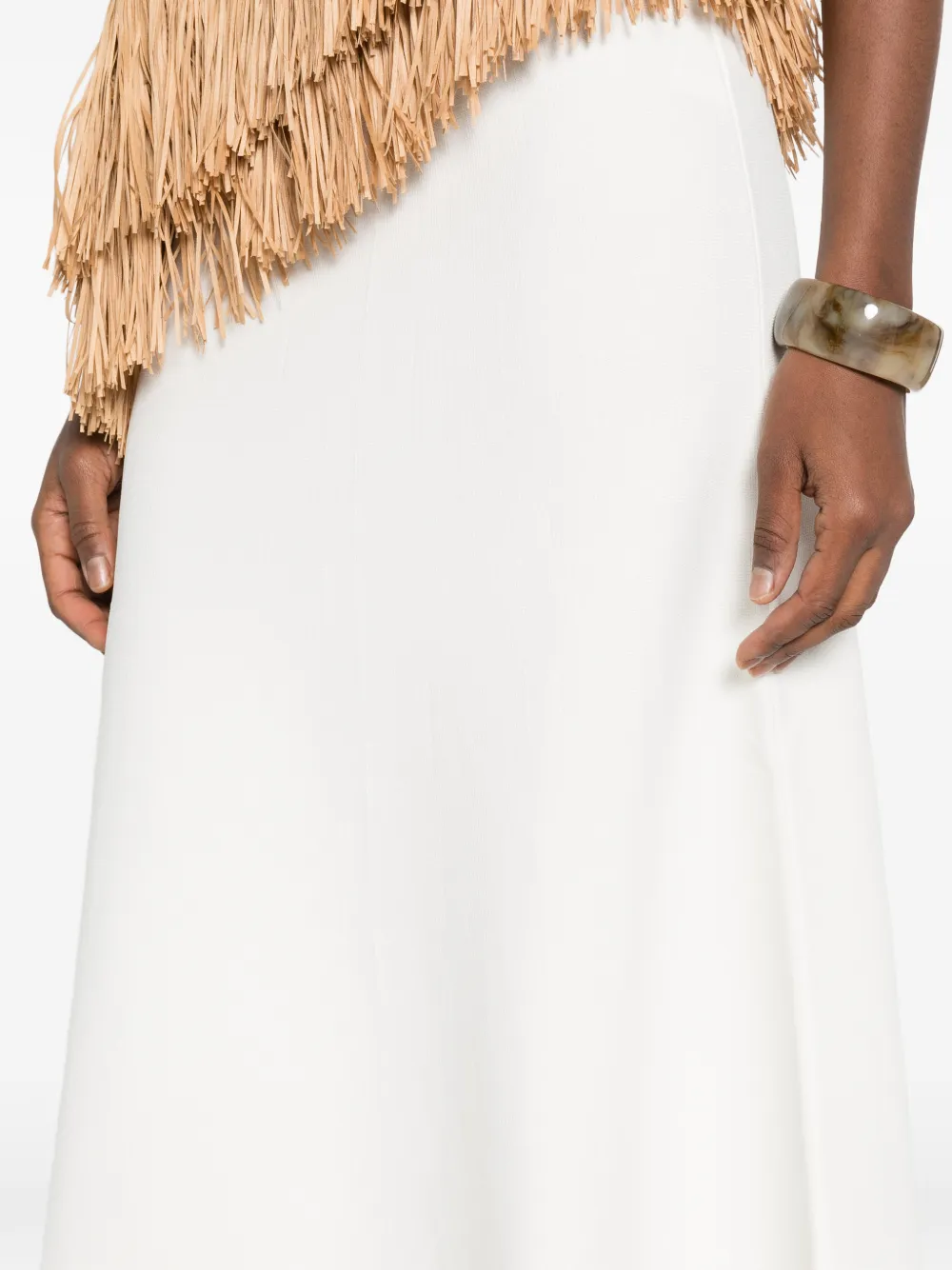 P.A.R.O.S.H. Midi-rok met elastische tailleband Wit