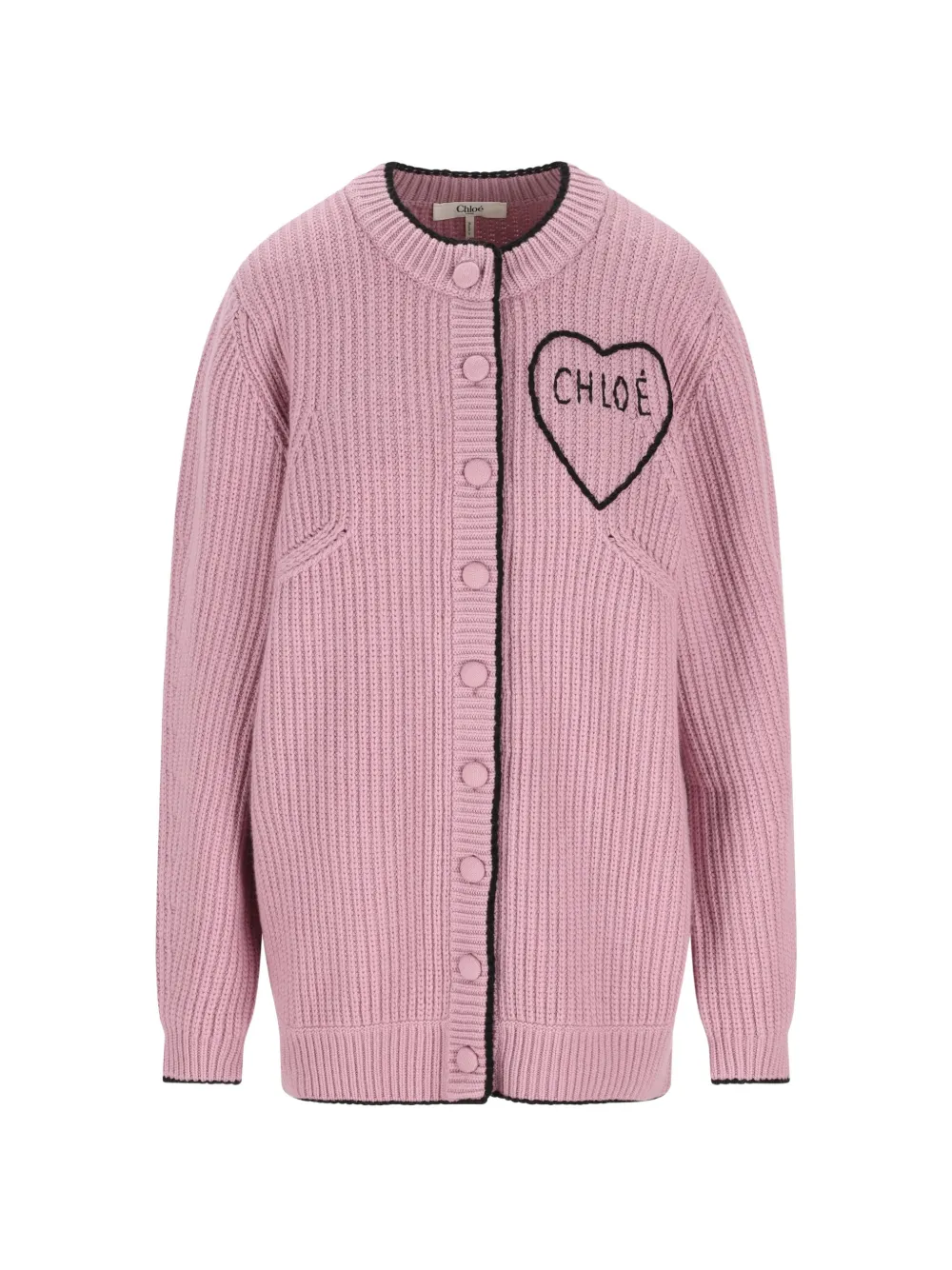 Chloé heart ribbed cardigan - Rosa