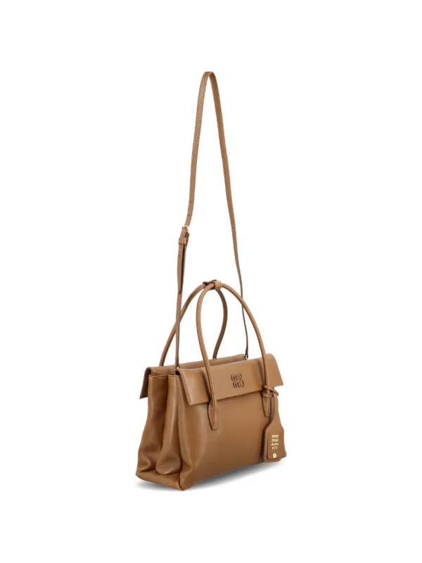 Miu Miu Solitaire Leather Tote Bag | Brown | FARFETCH