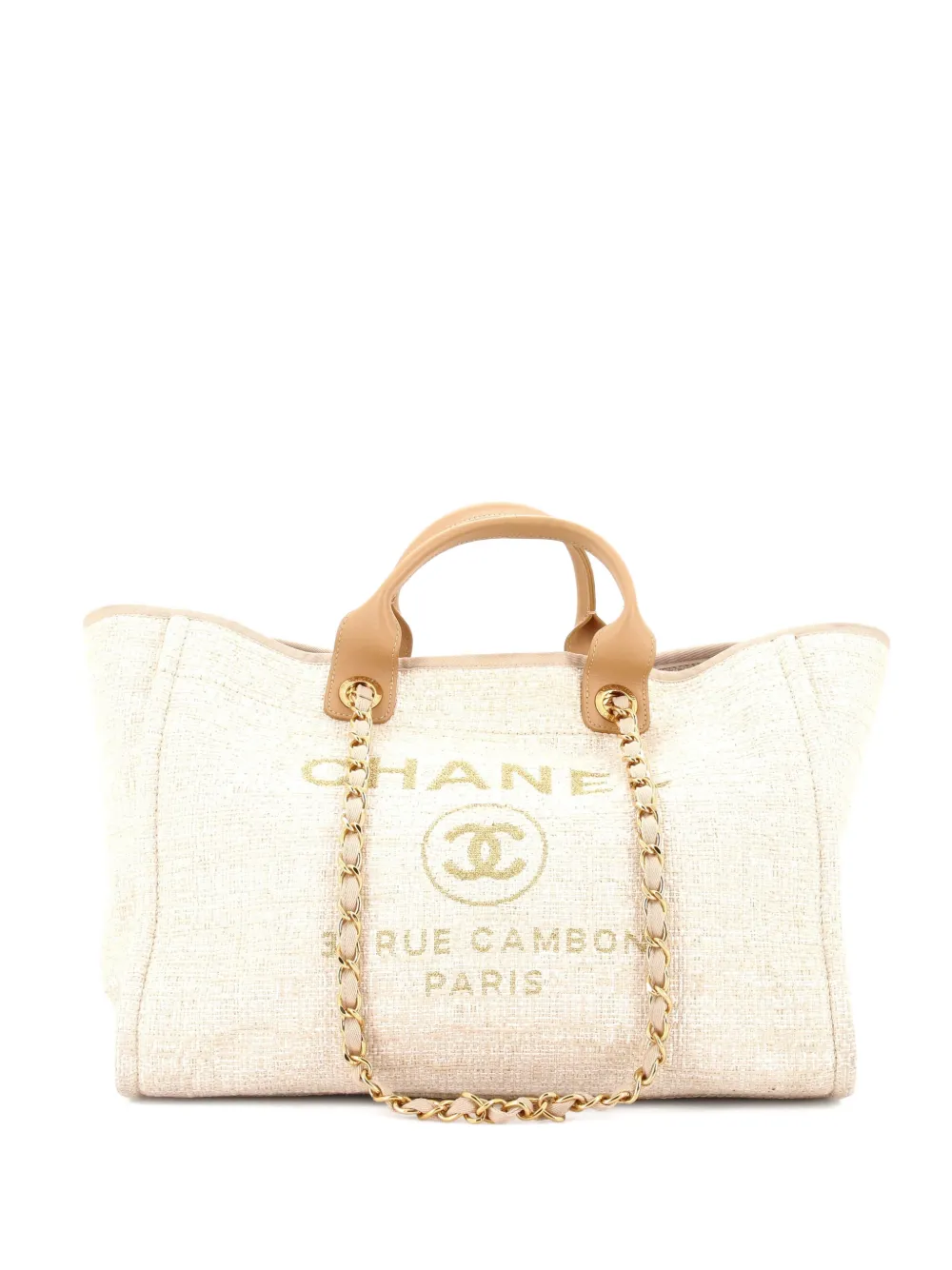 CHANEL Pre-Owned Deauville Raffia with Glitter Detail Medium tote bag - Oro