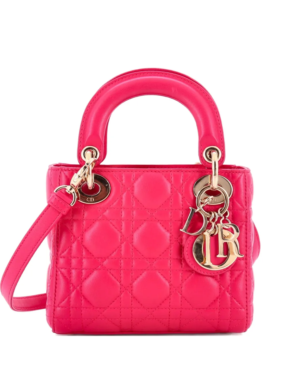 Christian Dior Pre-Owned Lady Dior Bag Cannage Quilt Lambskin Mini satchel - Rosa