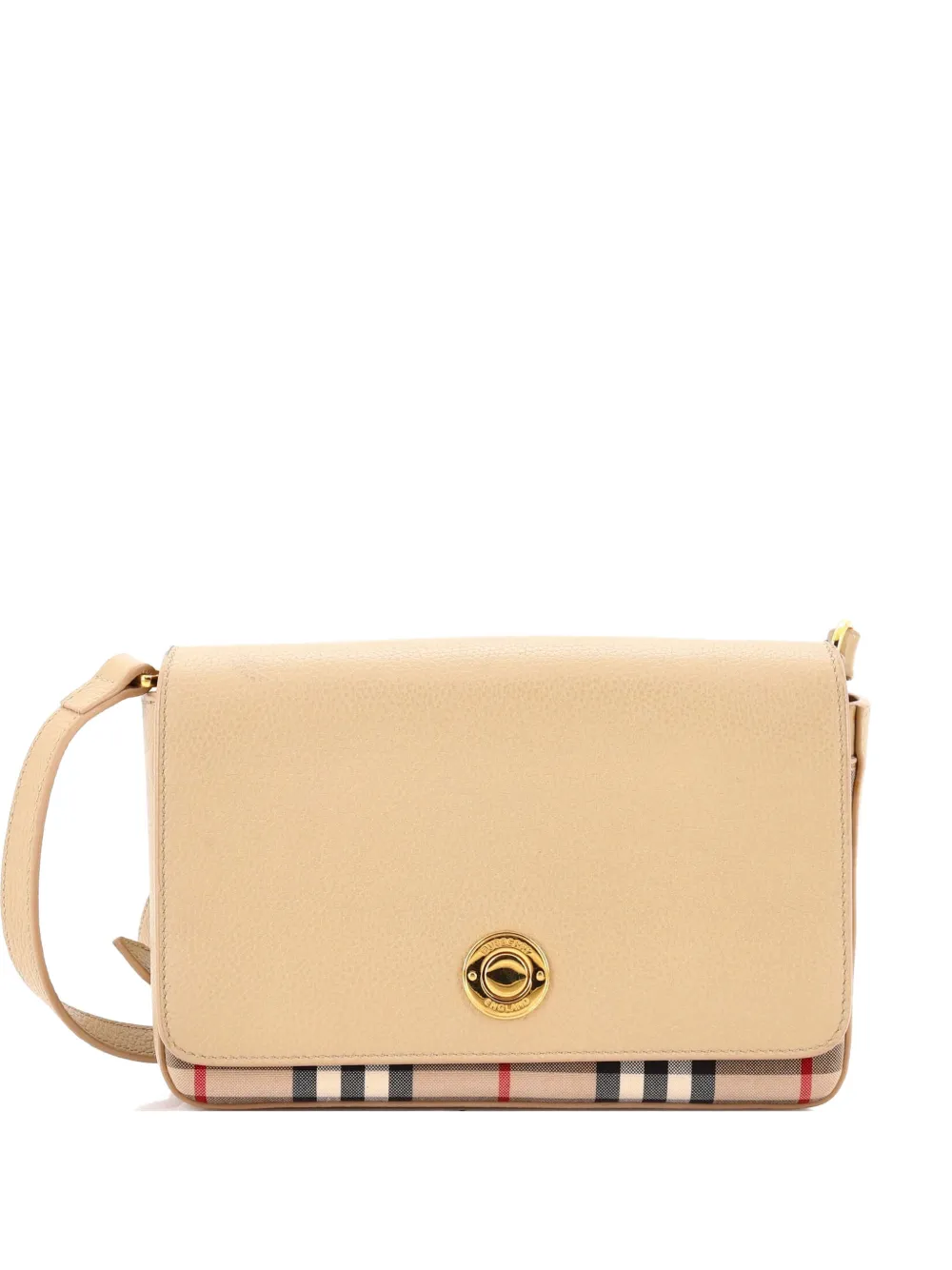 Burberry Pre-Owned Note Leather with Vintage Check Canvas Mini crossbody bag - Toni neutri