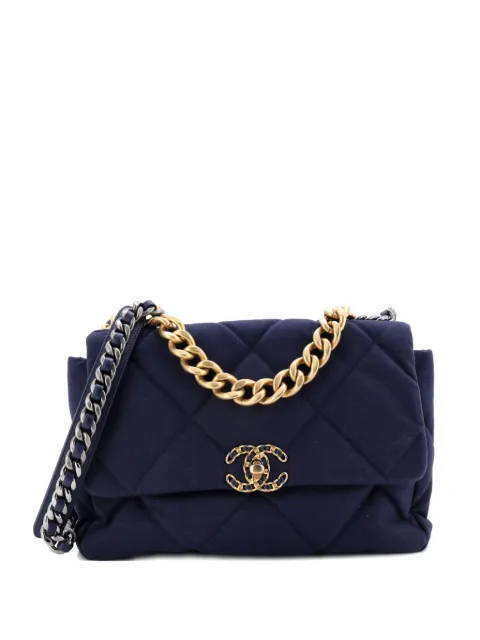 CHANEL Pre-Owned 19 Flap Bag Quilted Canvas Large shoulder bag