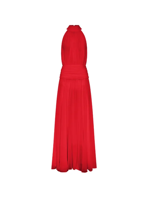 open lace back dress Luuvis Gorgeous Red Spaghetti Straps Mermaid Long Beaded Prom Dress