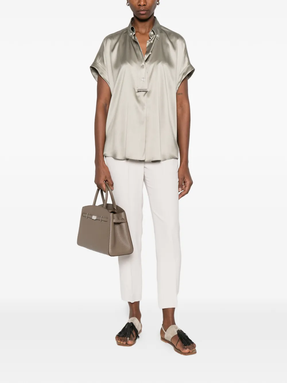  Brunello Cucinelli Button Blouse - Green 