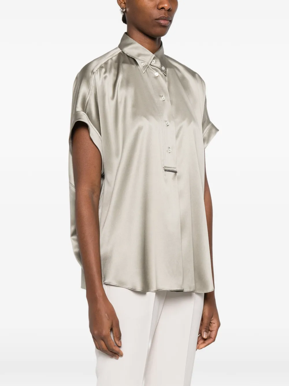  Brunello Cucinelli Button Blouse - Green 