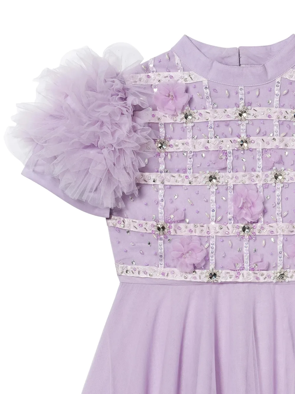 Tutu Du Monde Aria jurk met bloemenpatch en ruches Paars