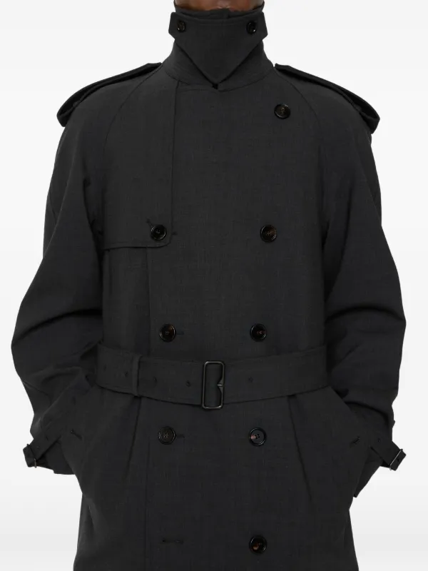 Burberry Long Bonded Stretch Wool Trench Coat | Grey | FARFETCH