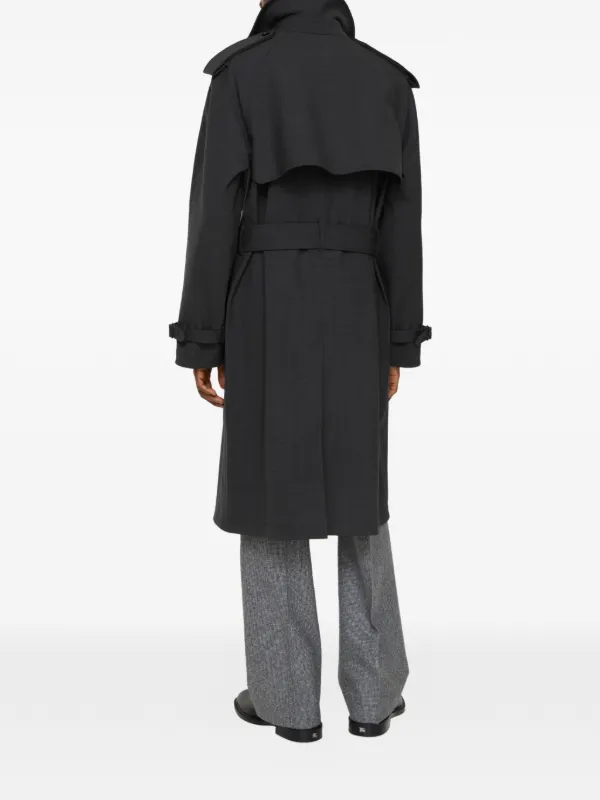 Burberry Long Bonded Stretch Wool Trench Coat | Grey | FARFETCH