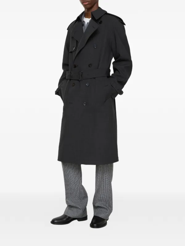 Burberry Long Bonded Stretch Wool Trench Coat | Grey | FARFETCH