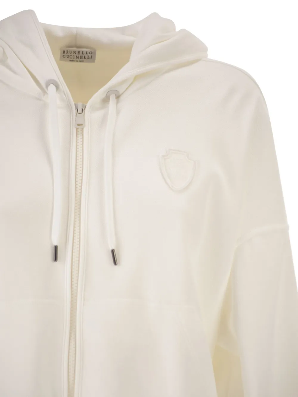 Brunello Cucinelli Katoenen jersey hoodie met rits Beige
