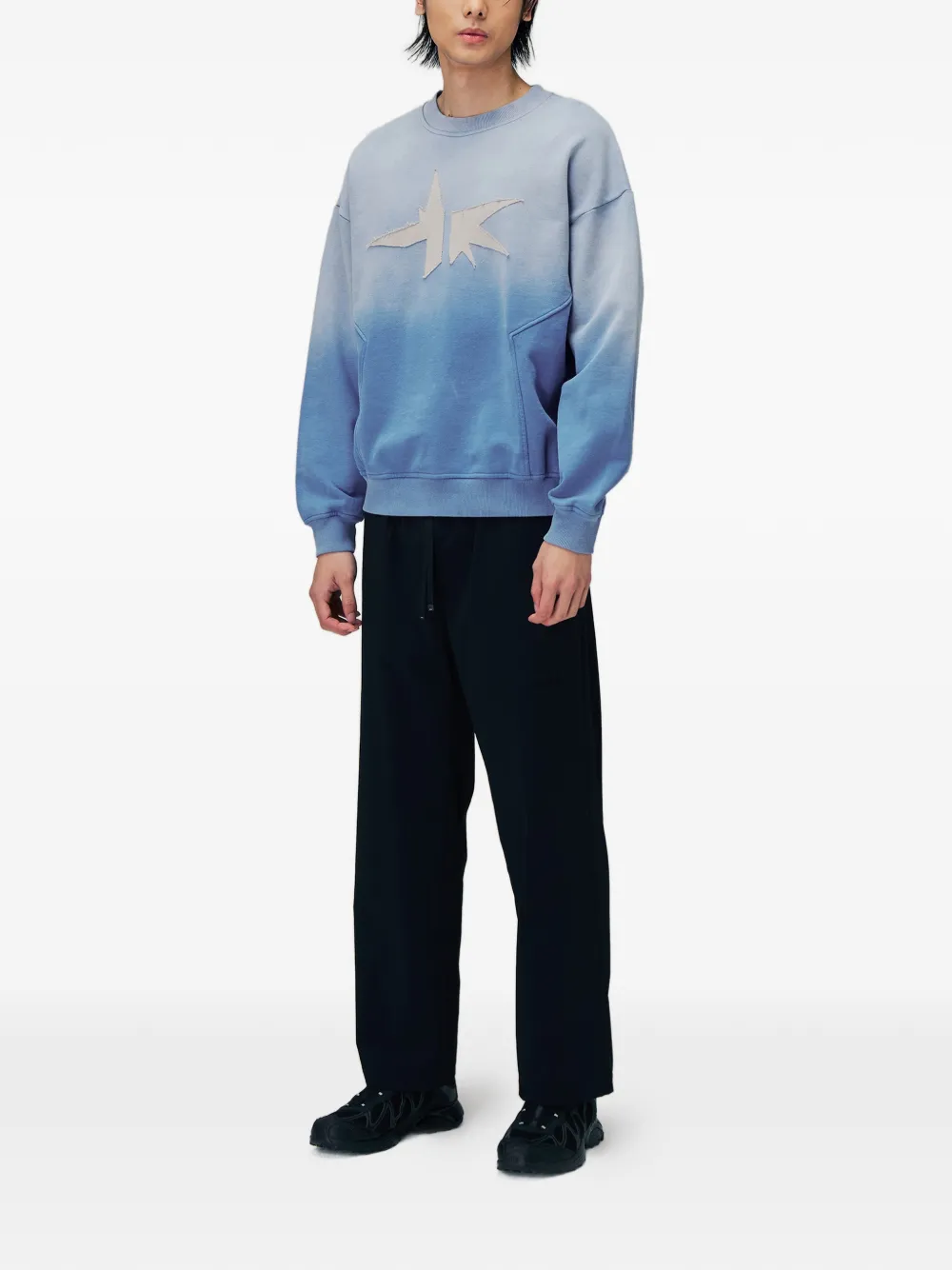 Off Duty Trui met kleurverloop en logo-applicatie Blauw