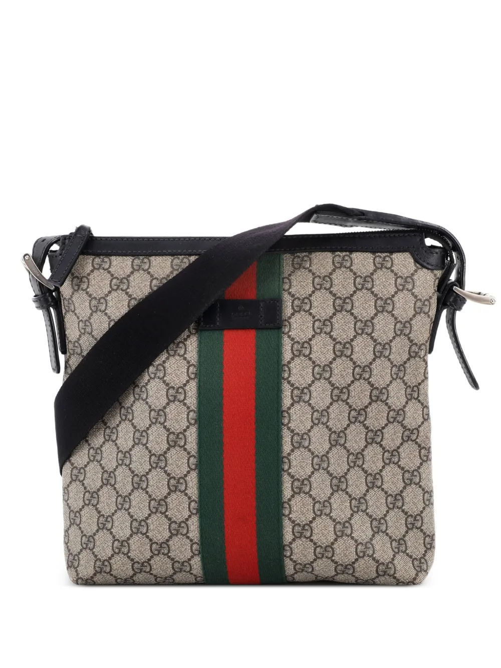 Gucci Pre-Owned Borsa a tracolla Web Messenger GG media in tela cerata - Nero