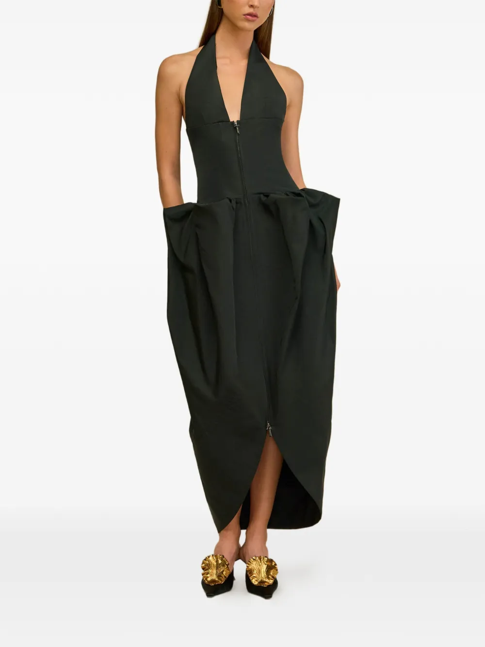 Cult Gaia Samya taffeta midi dress - Nero
