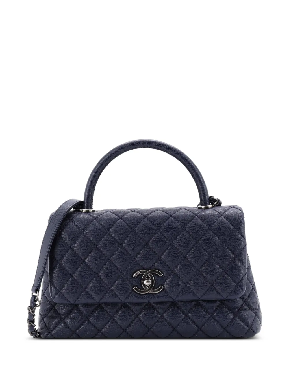CHANEL Pre-Owned Coco Top Handle Bag Quilted Caviar Small crossbody bag - Blu