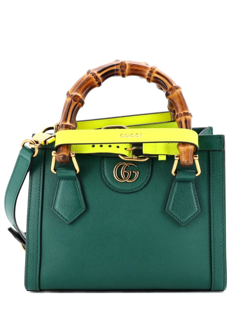 Gucci Pre-Owned Diana NM Bamboo Handle Tote Leather Mini crossbody bag - Verde
