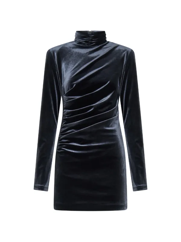Nicholas Pilar Velvet Ruched Mini Dress - Mineral