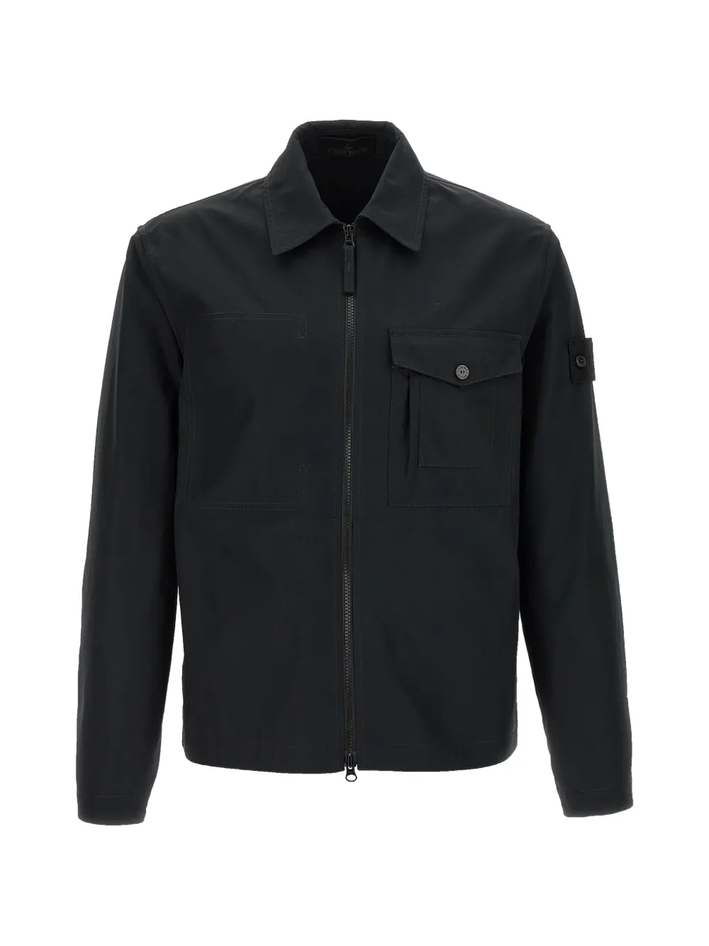 Stone Island chest-pocket zip cotton shirt - Black