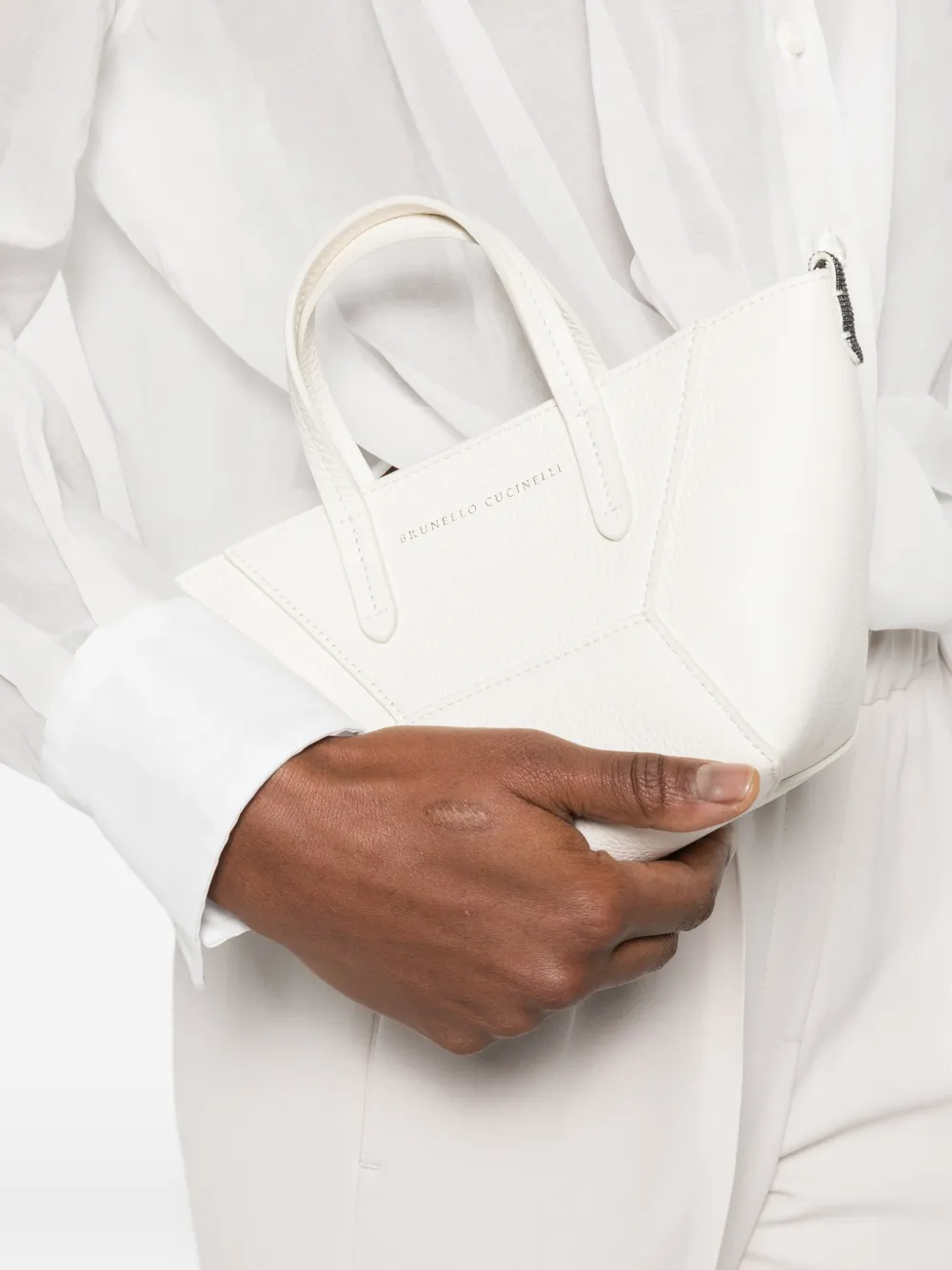 Brunello Cucinelli Shopper met logoprint Wit