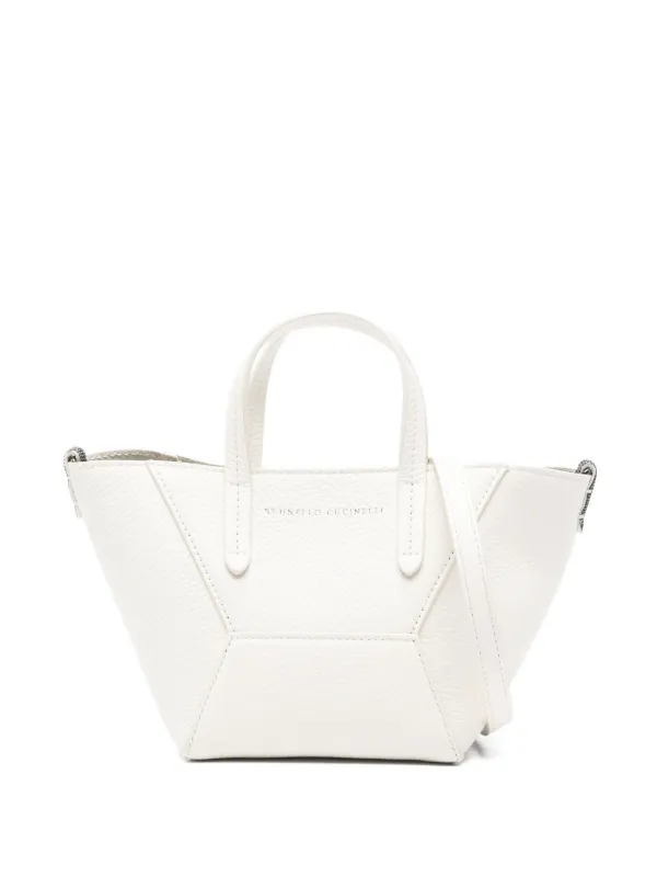 Brunello Cucinelli Top-handle Leather Tote Bag in White