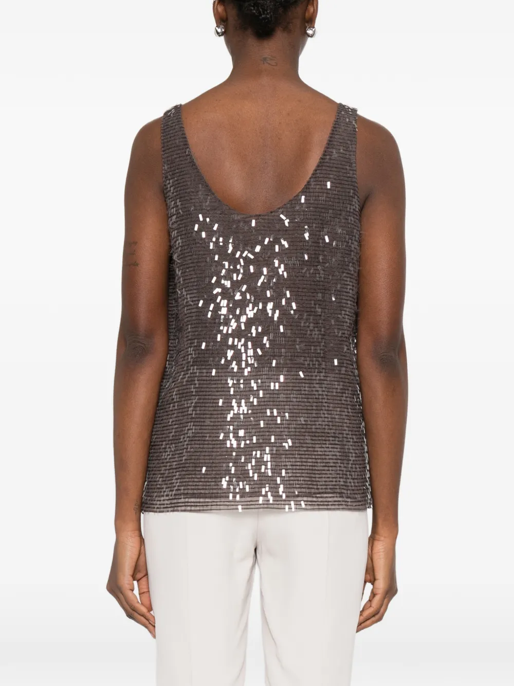 Brunello Cucinelli Tanktop verfraaid met pailletten Bruin