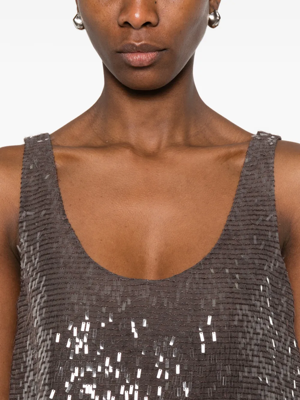 Brunello Cucinelli Tanktop verfraaid met pailletten Bruin