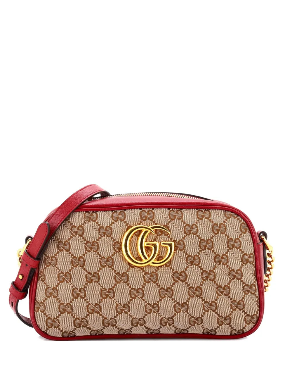 Gucci Pre-Owned GG Marmont Shoulder Bag Diagonal Quilted GG Canvas with Leather Small crossbody bag - Marrone