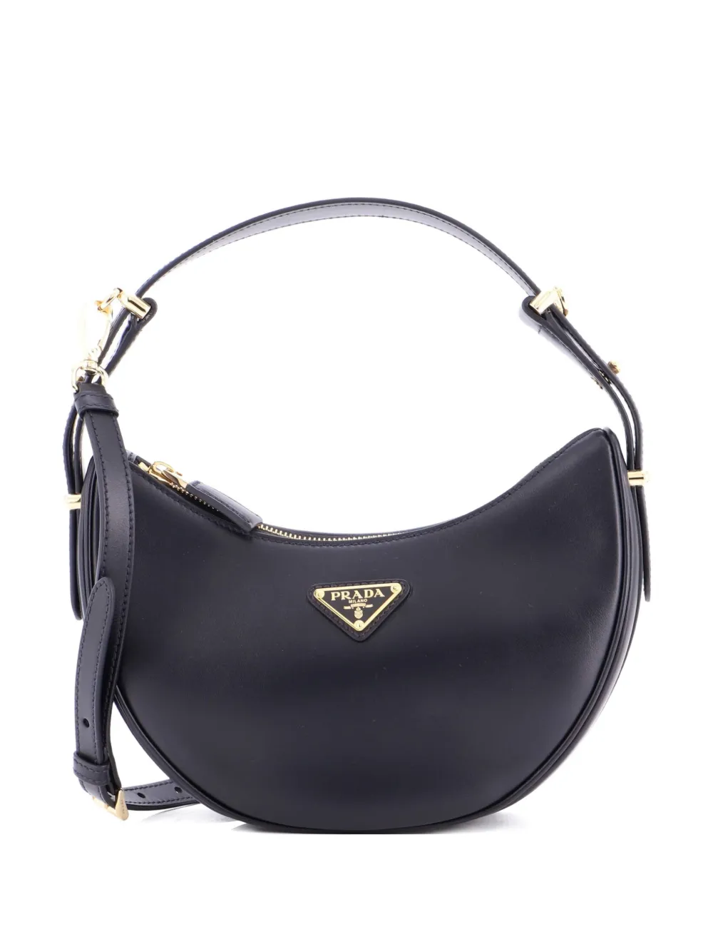 Prada Pre-Owned Arque Half Moon Leather Small hobo bag - Nero