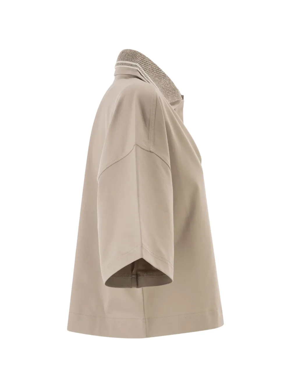  Brunello Cucinelli Techno Couture Fleece Polo Top - Neutrals 