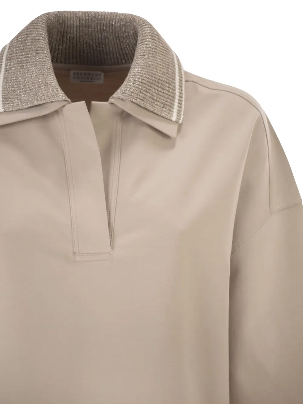 Brunello Cucinelli Techno Couture fleece polotop Beige