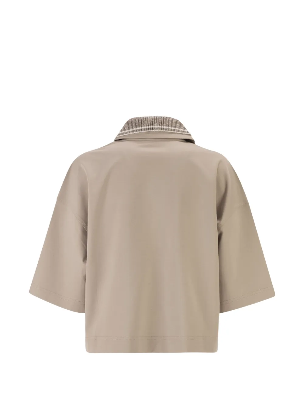  Brunello Cucinelli Techno Couture Fleece Polo Top - Neutrals 