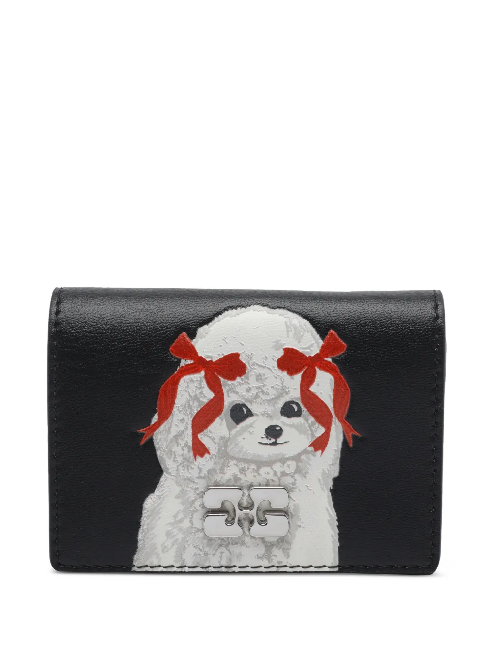 GANNI puppy print clip clutch bag - Nero