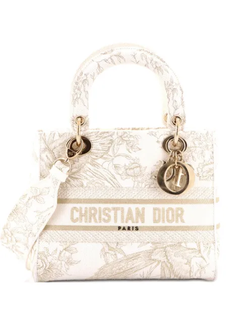 Christian Dior Pre-Owned Lady D-Lite Bag Embroidered Canvas Medium satchel