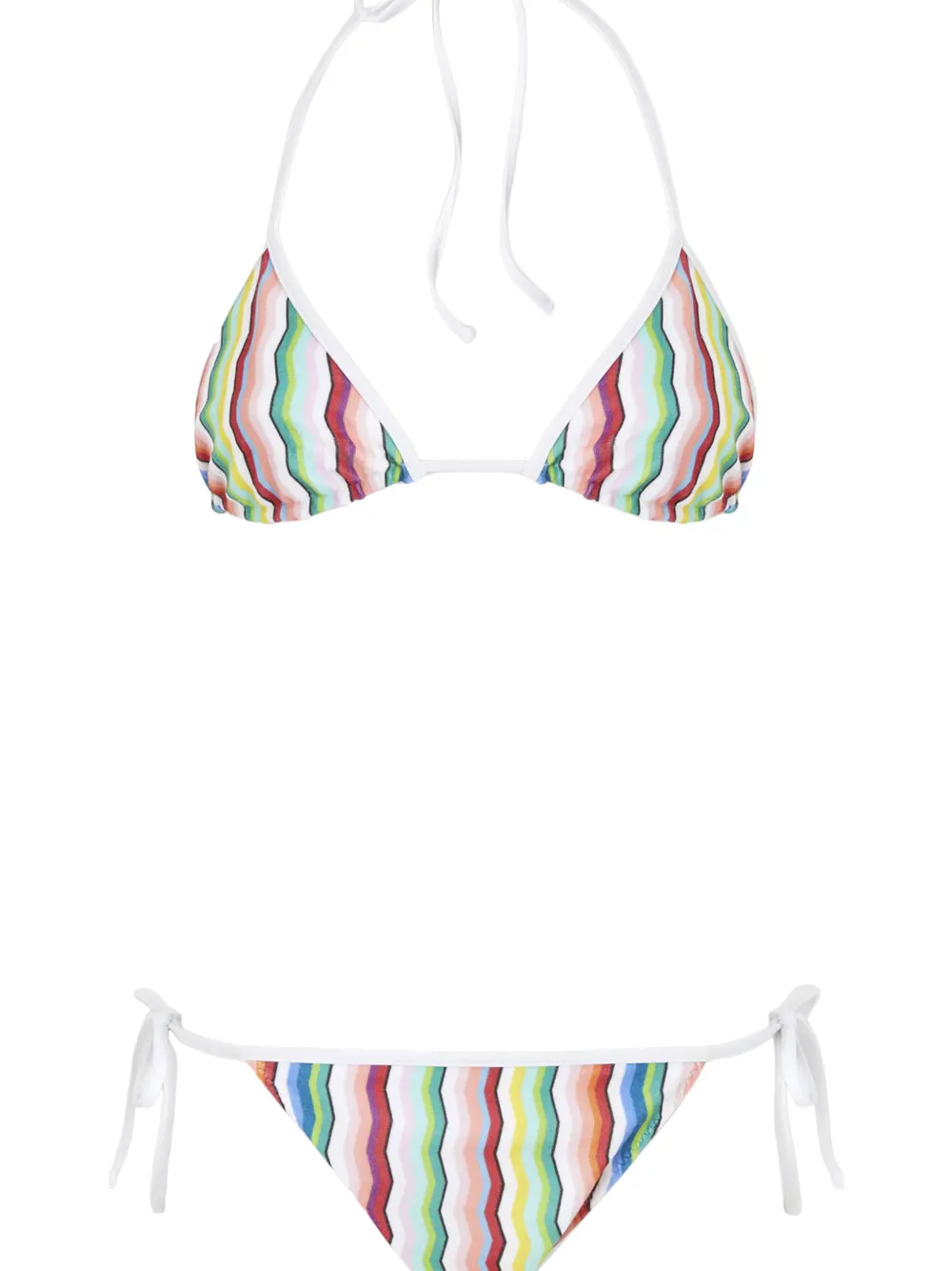 Missoni Gestreepte bikini met gestrikte zijkant Wit