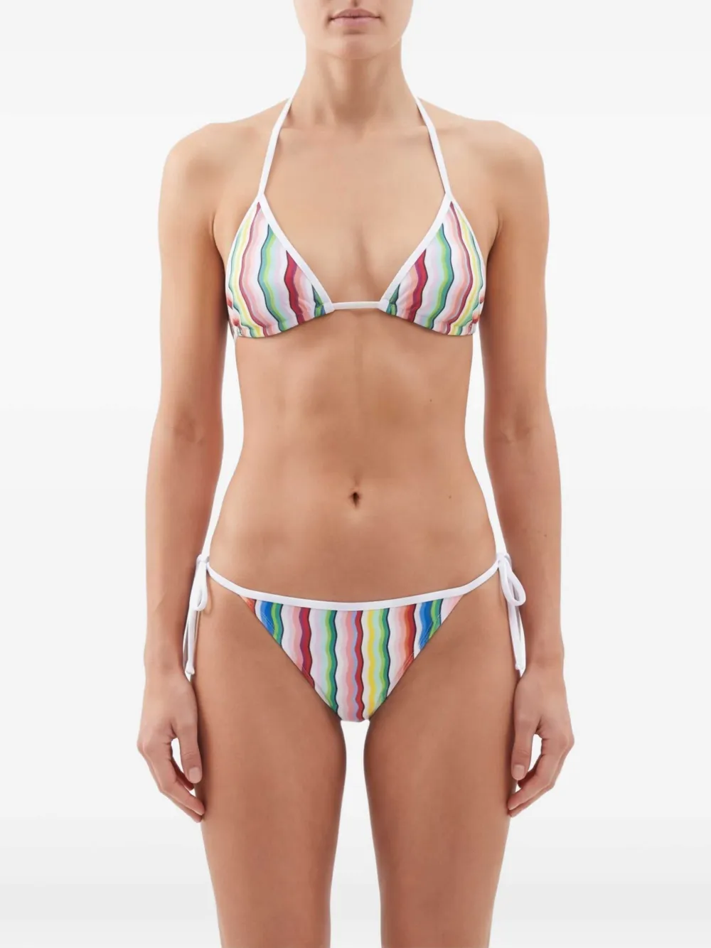 Missoni Gestreepte bikini met gestrikte zijkant Wit