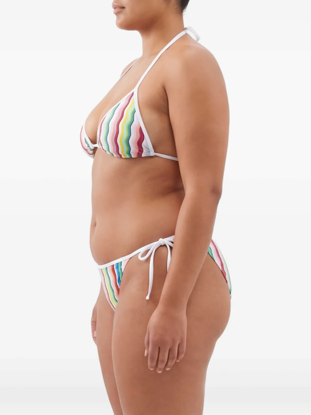 Missoni Gestreepte bikini met gestrikte zijkant Wit